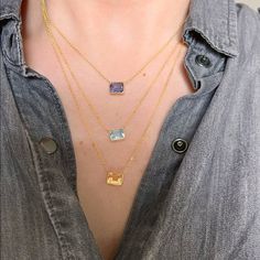 Beautiful collection East and West emerald cut Necklace. Handcrafted in New York. 14K Yellow Gold Yellow Citrine 8x6mm 1.75Ct Blue Topaz 8x6mm 1.75Ct Iolite 8x6mm 1.75Ct 18" Long adjustable to 16" Emerald Cut Necklace, Topaz Yellow, Gold Topaz, Solitaire Necklace, Gem Necklace, Solitaire Necklaces, Yellow Citrine, Gold Yellow, Emerald Cut