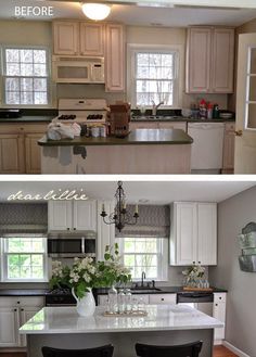 before and after pictures of a kitchen remodel