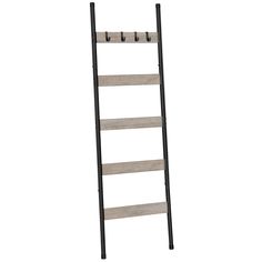 a wooden ladder with four shelves on each side