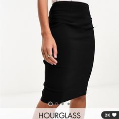 Asos Design Hourglass High Waisted Bengaline Skirt In Black, Only Selling Because It Is Past The Return Window And It Does Not Fit Me Black Pleated Pencil Skirt For Night Out, Black Only, Womens Skirt, Asos, Size 12, High Waisted, Skirt, Women Shopping, Black