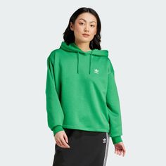 adidas Shop the Trefoil Cropped Hoodie - Green at adidas.com/us! See all the styles and colors of Trefoil Cropped Hoodie - Green at the official adidas online shop. Green Adidas Long Sleeve Sweatshirt, Green Adidas Sweatshirt For Winter, Adidas Green Long Sleeve Sweatshirt, Casual Adidas Logo Fleece Hoodie, Green Long Sleeve Adidas Sweatshirt, Sporty Solid Color Hoodie For Spring, Green Adidas Sweatshirt For Streetwear, Adidas Green Streetwear Sweatshirt, Adidas Logo Fleece Hoodie For Fall