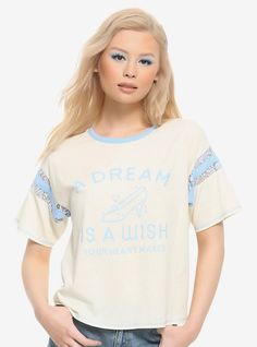 Her Universe Disney Cinderella A Dream Is A Wish Varsity Stripe T-Shirt, MULTI Cinderella Collection, Hot Topic Clothes, Varsity Tee, New Cinderella, Tie Dye Girl, Emo Dresses, Disney Cinderella, Her Universe, Fandom Outfits