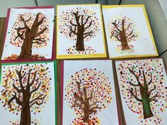 six handmade cards with different trees on them