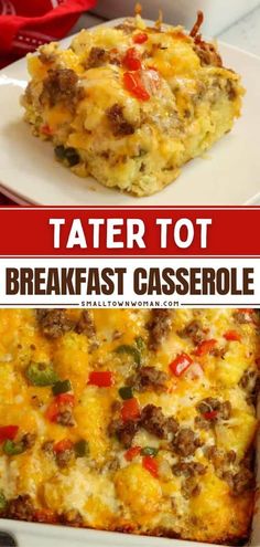 this tater tot breakfast casserole is loaded with ground beef and cheese