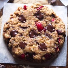 chocolate chip cookies with cranberries and milk