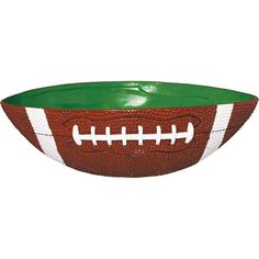 a green and white football shaped bowl