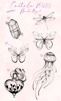 some drawings of different kinds of animals on a pink background with the words cartella 2500