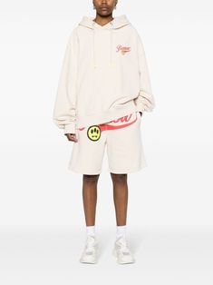 Find BARROW Logo-print Hoodie on Editorialist. light beige, red cotton soft jersey drawstring hood drop shoulder long sleeves ribbed cuffs and hem logo print at the chest and to the rear internal logo tag straight hem When buying this unisex item, keep in mind that it is graded in standard men's sizing. Oversized Spring Sweatshirt With Drawstring, Oversized Drawstring Sweatshirt For Spring, Beige Hoodie For Streetwear Athleisure, Beige Hoodie For Streetwear In Athleisure Style, Beige Athleisure Hoodie For Streetwear, Beige Relaxed Fit Cotton Hoodie, Casual Beige Hoodie With Ribbed Cuffs, Beige Cotton Hoodie With Ribbed Cuffs, Cream Sweatshirt With Drawstring Hood In Relaxed Fit