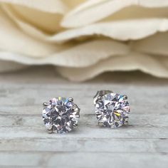 Moissanite Diamond Stud earrings 14K White Gold, Gold Stud Earrings Unisex, Gold Diamond Stud Earrings, Round Shape Earrings, #1234 #all #etsy #freeshipping #etsyshop #shophandmade #shopping #etsyjewelery #handmade #artisan #jeweleryaddict Gold Diamond Stud Earrings, Charles And Colvard Moissanite, Gold Diamond Earrings Studs, Gold Diamond Studs, Diamond Alternatives, Earrings Round, Gold Stud Earrings, Round Stud Earrings, Diamond Stud Earrings