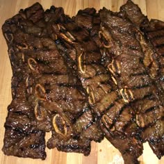 the steaks are grilled and ready to be eaten