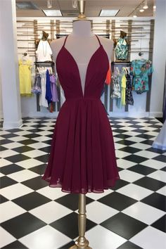 prom dress ,Simple burgundy chiffon short prom dress, Simple Prom Dress Short, Burgundy Party Dress, Burgundy Party, School Dance Dresses, Chiffon Party Dress, Burgundy Prom Dress