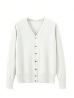 Spring Autumn Women Knit Cardigan White Casual  Long Sleeve Knitwear Plain  Slight Stretch Spring/Summer Women Clothing, size features are:Bust: ,Length: ,Sleeve Length: Basic Clothes, Knitting Women Cardigan, White Cardigan, Basic Outfits, White Casual, Knitwear Women, Maternity Bag, Primavera Estate, Cardigans For Women