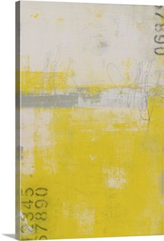 an abstract painting with yellow and white colors