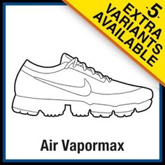 an air vapor max shoe with the text extra stencils available in black and white