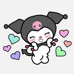 a cartoon character flying through the air surrounded by hearts