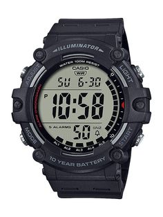 Stay on schedule with the Casio Wide-Face Digital Watch with Resin Strap. The large, easy-to-read LCD HD digital display tells you the time at a glance, while a backlight provides effortless low-light reading. Sturdy construction stands up to wear and tear and resists water to 100 meters. Equipped with a battery that powers the watch for up to 10 years. Case size: 54mm.Manufacturer model #: AE1500WH.   Large, easy-to-read digital display  Backlight for low-light reading  Sturdy construction  Wat Casio Digital, Mens Digital Watches, Casio Vintage, Digital Sports Watches, Simple Watches, Wide Face, Sports Watch, G Shock, 100m