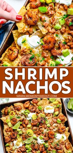 shrimp nachos with jalapenos and sour cream on top