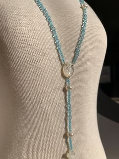 Luxury Handmade Double Strand Necklace, Luxury Lariat Gemstone Jewelry, Luxury Gemstone Lariat Jewelry, Elegant Blue Lariat Necklace, Elegant Lariat Long Necklace With Natural Stones, Formal Beaded Lariat Jewelry, Elegant Oval Beaded Jewelry, Luxury Lariat Gemstone Necklace, Elegant Blue Sterling Silver Lariat Necklace