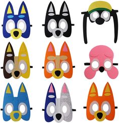 the masks have different colors and shapes to make them look like they are wearing glasses