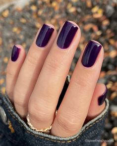 Nail Square, Purple Gel Nails, Dark Purple Nails, Plum Nails, Violet Nails, Purple Nail Polish, Purple Nail Designs, Nails Square, Dipped Nails