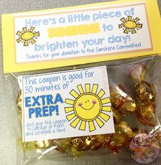 there's a little piece of sunshine to brighten your day candy bag topper