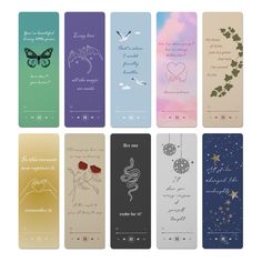 six bookmarks with different designs on them