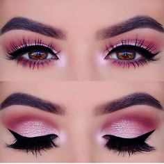 Sanggul Cepol, Machiaj Smokey Eyes, Eyeliner Cat, Rosa Make-up, Mermaid Beauty, Pageant Makeup, Makeup Cantik, Pink Smokey Eye, Make Up Designs