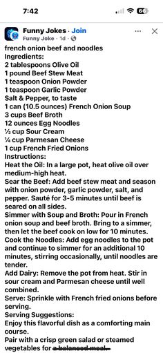 an iphone screen showing the recipe for french fries