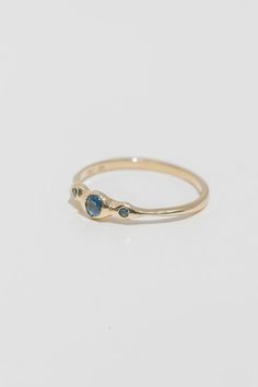 Named after the greek isle, the Rhodes is a delicate three stone ring in recycled gold. Each gem is nestled into the hand formed setting, where the gold "hugs" the precious stones into place. Each ring is made to order, please allow 4-6 weeks for delivery. Available with either post-consumer recycled white diamonds, lab-grown diamonds, Montana blue sapphires, or Teal Tourmaline. Total carat worth approx .15. Please leave note at checkout indicating ring size, happy to offer you half and quarter Types Of Gems, Cute Engagement Rings, Future Engagement Rings, Best Engagement Rings, Three Stone Ring, Gem Ring, Jewelry Lookbook, To Infinity And Beyond, Three Stone Rings