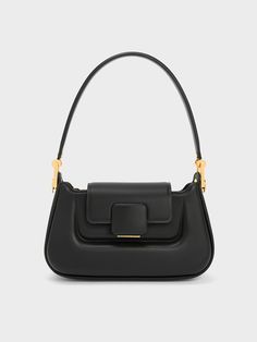 Black Koa Push-Lock Top Handle Bag - CHARLES & KEITH US Modern Top Handle Baguette Bag With Gold-tone Hardware, Modern Baguette Bag With Gold-tone Hardware And Top Handle, Modern Structured Satchel With Gold-tone Hardware, Modern Evening Baguette Bag With Removable Pouch, Chic Square Baguette Bag With Top Handle, Modern Evening Flap Bag With Removable Pouch, Elegant Square Baguette Bag With Top Carry Handle, Modern Evening Satchel With Removable Pouch, Modern Baguette Bag With Gold-tone Hardware