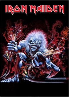 the cover art for iron maiden's album, featuring an image of a demon