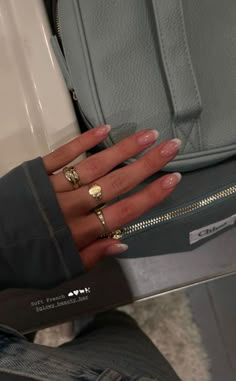 Nails Rings, Milky Nails, Nails Jewelry, Casual Nails, Nail Jewelry, Jewelry Nails, Girls Nails, Neutral Nails, Classy Nails