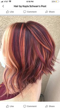 Blonde And Red Highlights On Brown Hair Summer Color Trends, Cherry Brown Hair With Money Piece, Long Hair Color Ideas, Hair Couler, Red And Blonde, Red Balayage Hair, Hairstyles Elegant, Blonde Short Hair