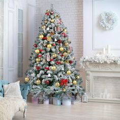 a decorated christmas tree in a living room