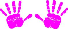 two pink hand prints on white background