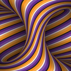 an orange and purple striped background with wavy lines in the center, as if it were optical art