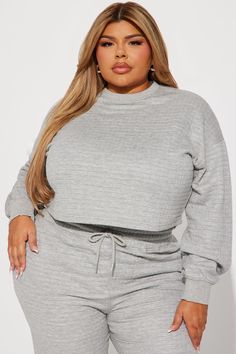 Available In Heather Grey. Crew Neck Sweatshirt Long Sleeve Quilted Pair With "Chill With Me Joggers" 52% Cotton 48% Polyester Imported | Chill With Me Lounge Sweatshirt in Heather Grey size 2X by Fashion Nova Gray Ribbed Loungewear Tops, Oversized Gray Ribbed Top, Gray Ribbed Top For Loungewear, Oversized Heather Grey Top For Loungewear, Heather Grey Loungewear Tops For Winter, Heather Grey Winter Loungewear Top, Heather Grey Tops For Winter Loungewear, Winter Heather Grey Tops For Loungewear, Heather Grey Long Sleeve Top For Loungewear