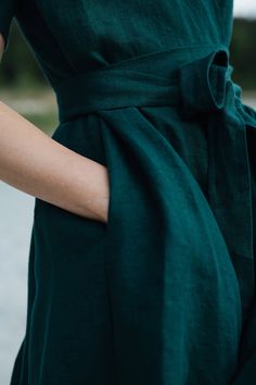 Lisbon Dress Wrap Green Linen Dress Bridesmaids Wrap Linen | Etsy Elegant Summer Dress With Sashes, Fitted Summer Dresses With Sashes, Fitted A-line Linen Wedding Dress, Elegant Green Linen V-neck Dress, Elegant Green V-neck Linen Dress, Green Knee-length Wedding Dress, Green Knee-length Midi Dress For Wedding, Sleeveless Bridesmaid Dresses With Sashes, Green A-line Bridesmaid Dress