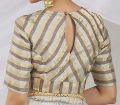 Stripes Saree Blouse Designs, Blouses Patterns For Sarees, Trendy Blouse Designs 2023, Latest Saree Blouse Designs 2023, Striped Blouse Designs For Saree, Saree Blaus Design Latest, Stripe Blouse Designs, Tissue Blouse Designs Latest, Strip Blouse Design