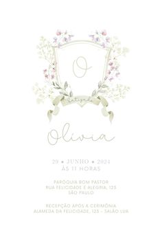 a white wedding card with flowers and the number 9 on it's front side