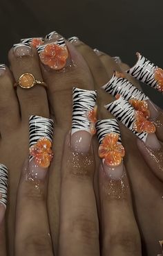 Zebra Print Nails, Junk Nails, Acrylic Toe Nails, Hard Nails, Colored Acrylic Nails, Nice Nails, Cute Acrylic Nail Designs, Dope Nail Designs, Print Nails