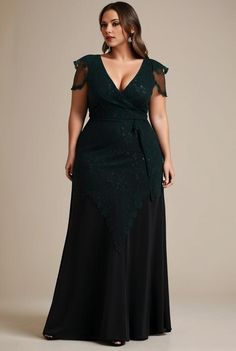 plus size floor length formal evening gowns for weddings 108715 Elegant Non-stretch Wedding Dress, Formal Short Sleeve Evening Dress, Elegant Plus Size, Evening Gowns With Sleeves, Formal Evening Gown, Sewing Fashion, Graduation Outfits, Plus Size Formal, Exude Confidence