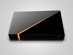 a black box with an orange stripe on it