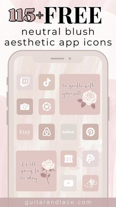 Soft blush pink aesthetic app icons. Free neutral pink aesthetic app icons for your phone or ipad. Iphone Icon Pack Free, Free Icons Aesthetic, Blush Pink App Icons, App Covers Aesthetic, Widgets Pink, Ipad Aesthetics