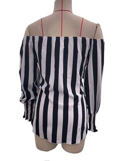 Sku CY-!167245 Material 95% Polyester Style Loose , Puff Sleeves , Long Sleeves Feature Tied Waist , Contrast Color , Striped , Elasticity , Split-joint Neckline Off-the-shoulder Occasion Urban , Leisure Fashion Seasons Spring , Autumn Type Blouses&shirts Tops Color WHITE BLACK Size S,M,L,XL,2XL Please consult the size chart we provide for this item's measurements to help you decide which size to buy.Please note: There may be 1-3cm differ due to manual measurement. CMINCH Bust Sleeve Length S 10 Black Cold Shoulder Off-shoulder Top For Summer, Black Long Sleeve Off-shoulder Top For Summer, Trendy White Off-shoulder Long Sleeve Top, Spring Black Cold Shoulder Off-shoulder Top, Black Off-shoulder Cold Shoulder Top For Spring, Black Cold Shoulder Top For Spring, Spring Black Off-shoulder Cold Shoulder Top, Black Cold Shoulder Blouse For Night Out, Fitted Striped Off-shoulder Top