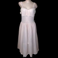 Vintage Pink Lacy Chiffon Over Nylon Knee Length Nightgown By Streetwear Sz M  | eBay Sheer Sleeveless Coquette Nightgown, Sheer Summer Nightgown For Nighttime, Chiffon Overlay, Sleepwear Robe, Vintage Pink, Night Gown, Knee Length, Vintage Ladies, Vintage Outfits