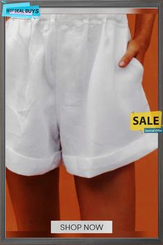 Plain Cotton Shorts White Solid Color Shorts For Spring, Casual White Solid Color Shorts, White Solid Color Shorts, Chic Solid Color Beach Shorts, Cotton Pants, Cotton Shorts, Casual Shorts, How To Find Out, Best Deals