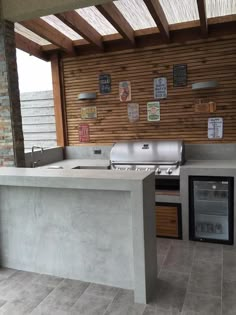 an outdoor kitchen that is very clean and ready for us to use