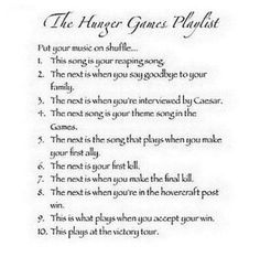 a poem written in black and white with the words'the hanger games playlist '