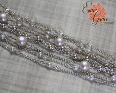 "This 8 strand bracelet is made of sterling silver and dazzling clear quartz faceted gemstones and a generous number of white freshwater pearls in two sizes. Would be an amazing bracelet for a bride! This a elegant addition to your jewelry collection and handcrafted just for you in the size you request. Each bracelet made will vary slightly to accommodate the size requested. Bracelet arrives neatly packaged and ready to wear and enjoy, or give as a gift! {WHAT * YOU * WILL * GET} - - - - - - - - Elegant Multi-strand Beaded Bracelets With Faceted Beads, Elegant Multi-strand Faceted Beads Bracelets, Silver Pearl Chain Bracelet For Anniversary, Elegant Multi-strand Bracelet With Faceted Beads, Silver Multi-strand Pearl Drop Jewelry, Elegant Pearl Bracelet With Faceted Beads, Elegant Rondelle Faceted Pearl Bracelet, Elegant White Multi-strand Bracelets, Silver Bracelets With Pearl Chain And Round Beads